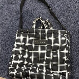 Marni Black and White Plaid Tote Bag only used a couple of times